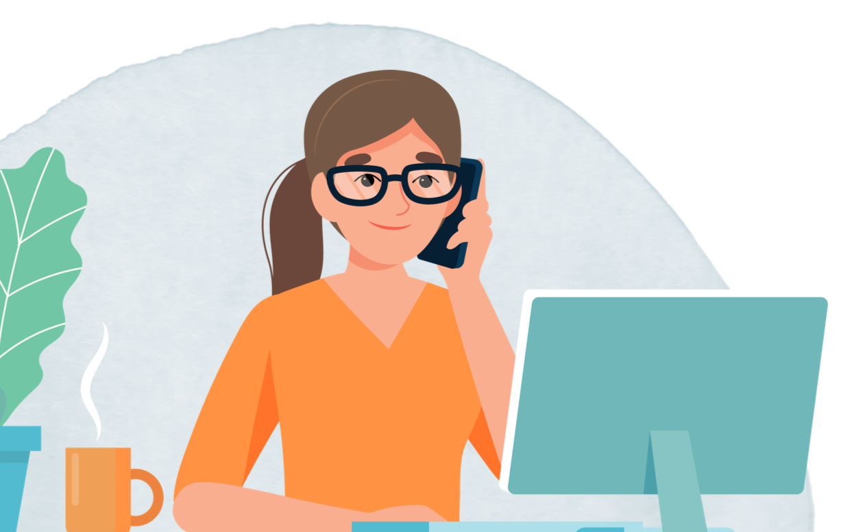 Friendly AMICUS ASSIST employee at computer